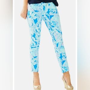 Lilly Pulitzer Kelly Stretch Ankle Pants Bay Blue Into the Deep Size 6